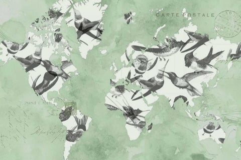 Migration of Birds White Modern Wood Framed Art Print with Double Matting by Goldberger, Jennifer