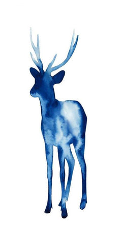 Ink Drop Rusa Deer II White Modern Wood Framed Art Print with Double Matting by Popp, Grace