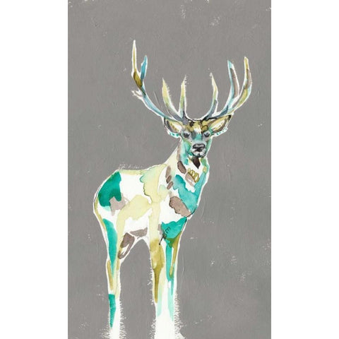 Solitary Deer I White Modern Wood Framed Art Print by Goldberger, Jennifer