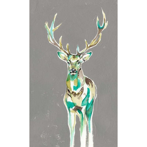 Solitary Deer II White Modern Wood Framed Art Print by Goldberger, Jennifer