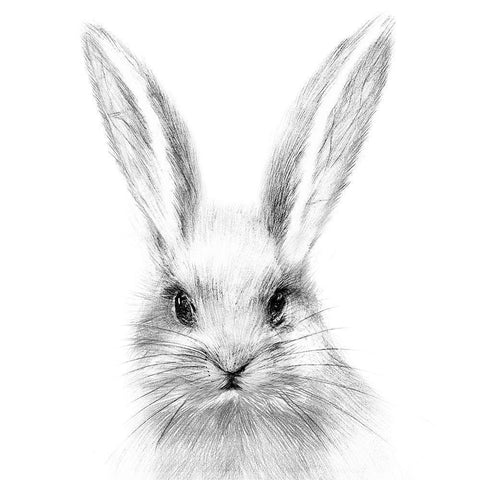 White Rabbit Black Modern Wood Framed Art Print by Wang, Melissa