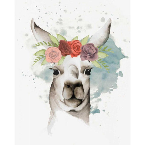 Llama Flora II White Modern Wood Framed Art Print by Popp, Grace