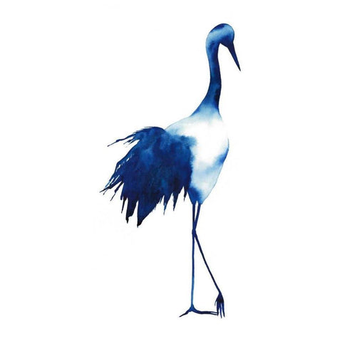 Ink Drop Crane I White Modern Wood Framed Art Print by Popp, Grace