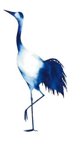 Ink Drop Crane II White Modern Wood Framed Art Print with Double Matting by Popp, Grace