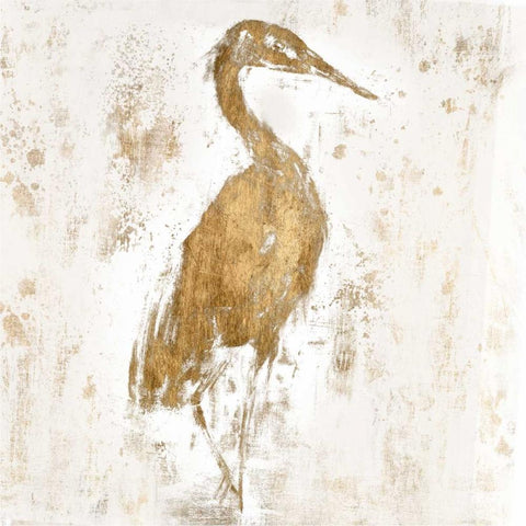 Gilded Heron I Gold Ornate Wood Framed Art Print with Double Matting by Goldberger, Jennifer