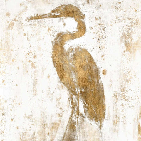 Gilded Heron II Gold Ornate Wood Framed Art Print with Double Matting by Goldberger, Jennifer