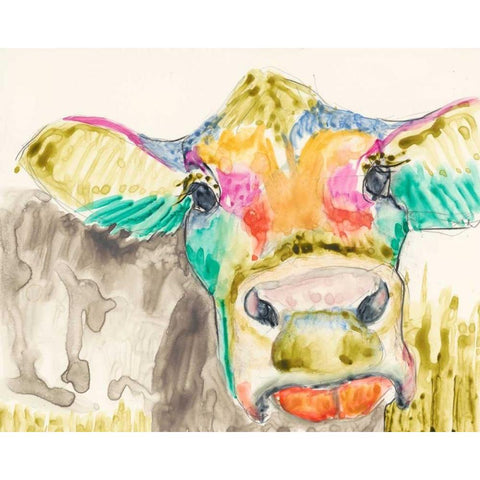 Hifi Cow II White Modern Wood Framed Art Print by Goldberger, Jennifer