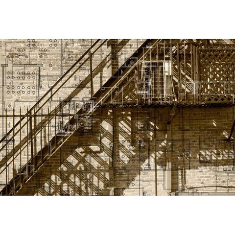 Architecture Drawing I Gold Ornate Wood Framed Art Print with Double Matting by Jasper, Sisa