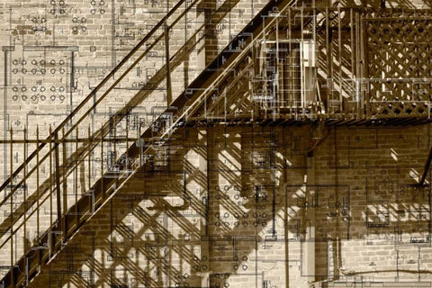 Architecture Drawing I White Modern Wood Framed Art Print with Double Matting by Jasper, Sisa