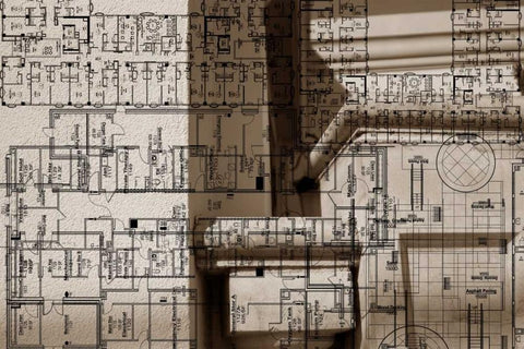 Architecture Drawing IV Black Ornate Wood Framed Art Print with Double Matting by Jasper, Sisa