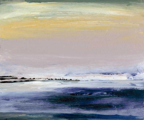 Amethyst Horizon White Modern Wood Framed Art Print with Double Matting by Gordon, Sharon