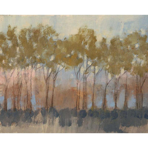 Ochre Treeline I Black Modern Wood Framed Art Print with Double Matting by Goldberger, Jennifer