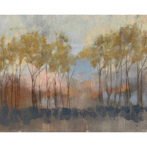 Ochre Treeline II Black Modern Wood Framed Art Print with Double Matting by Goldberger, Jennifer