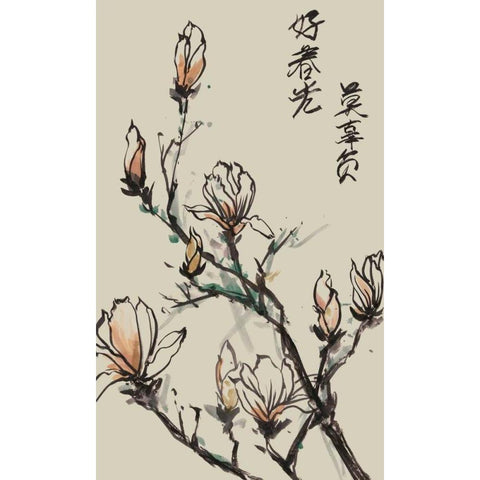 Mandarin Magnolia I Black Modern Wood Framed Art Print by Wang, Melissa