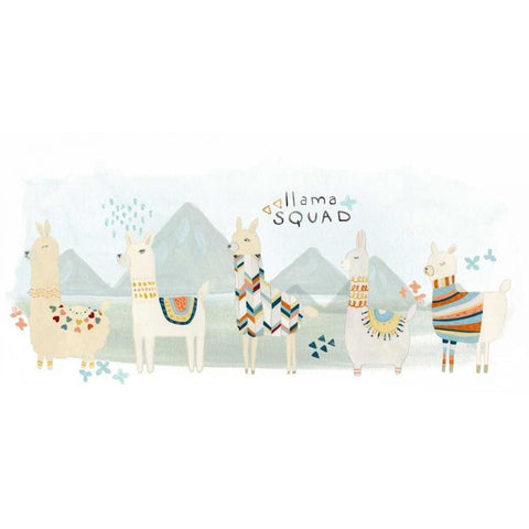 Llama Squad III Gold Ornate Wood Framed Art Print with Double Matting by Vess, June Erica