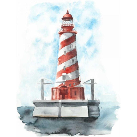 Watercolor Lighthouse IV White Modern Wood Framed Art Print by McCavitt, Naomi