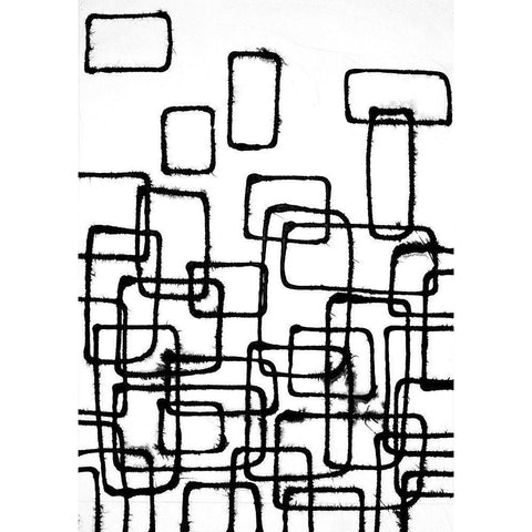 Linear Effervescence I Black Modern Wood Framed Art Print with Double Matting by Willett, Michael
