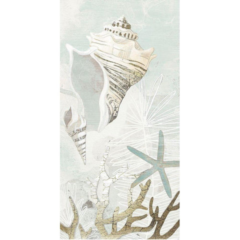 Golden Reef Panel I White Modern Wood Framed Art Print by Vess, June Erica