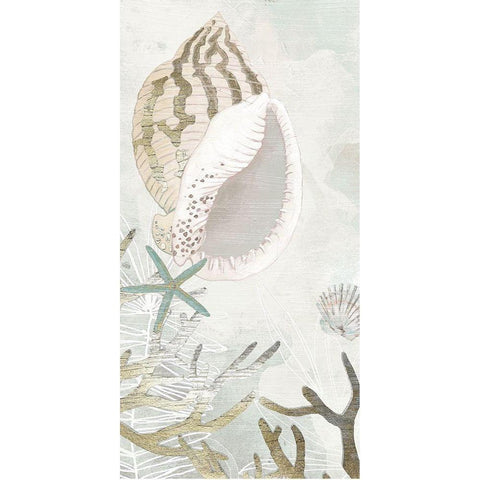 Golden Reef Panel II White Modern Wood Framed Art Print by Vess, June Erica