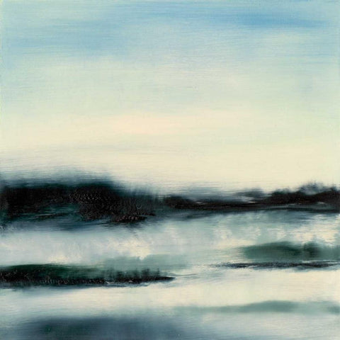 Aqueous Scape  White Modern Wood Framed Art Print with Double Matting by Gordon, Sharon