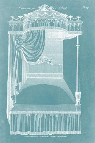 Design for a Bed I Black Ornate Wood Framed Art Print with Double Matting by Hepplewhite