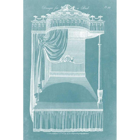 Design for a Bed I White Modern Wood Framed Art Print by Hepplewhite
