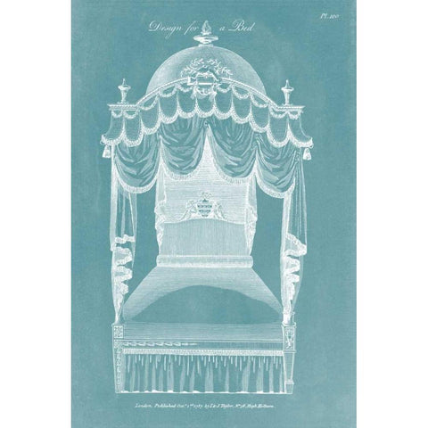 Design for a Bed III Gold Ornate Wood Framed Art Print with Double Matting by Hepplewhite