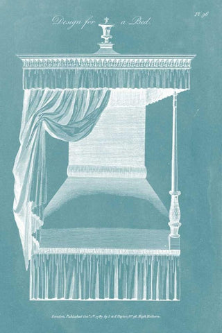Design for a Bed IV Black Ornate Wood Framed Art Print with Double Matting by Hepplewhite