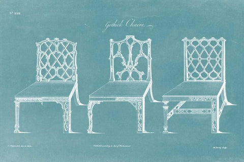 Design for a Chair II Black Ornate Wood Framed Art Print with Double Matting by Chippendale, Thomas