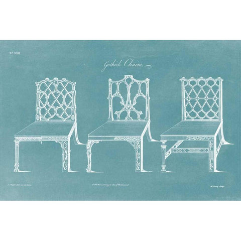 Design for a Chair II Black Modern Wood Framed Art Print by Chippendale, Thomas