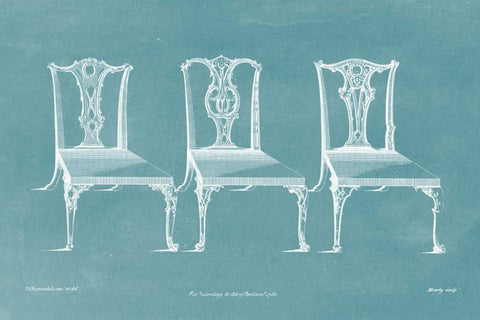 Design for a Chair III White Modern Wood Framed Art Print with Double Matting by Chippendale, Thomas