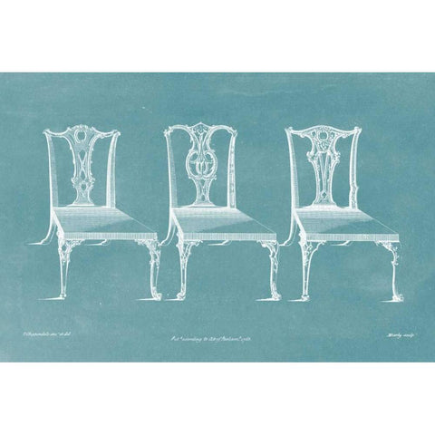 Design for a Chair III Gold Ornate Wood Framed Art Print with Double Matting by Chippendale, Thomas