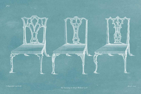 Design for a Chair IV White Modern Wood Framed Art Print with Double Matting by Chippendale, Thomas