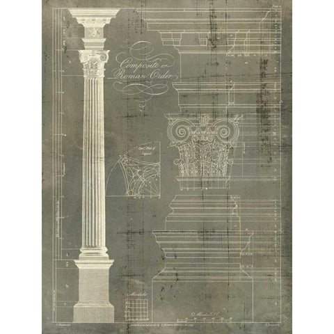 Column Blueprint I White Modern Wood Framed Art Print by Sheraton, Thomas