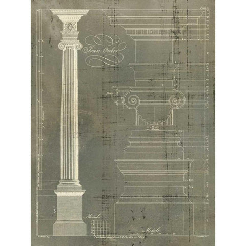 Column Blueprint II Black Modern Wood Framed Art Print by Sheraton, Thomas