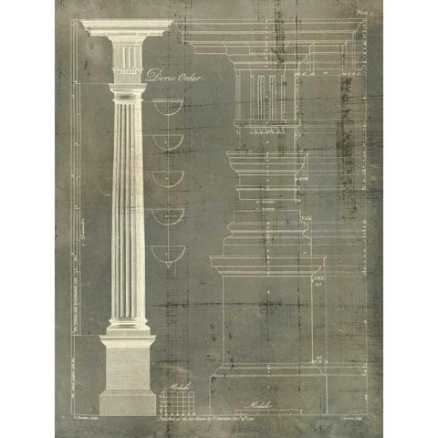 Column Blueprint IV Black Modern Wood Framed Art Print by Sheraton, Thomas