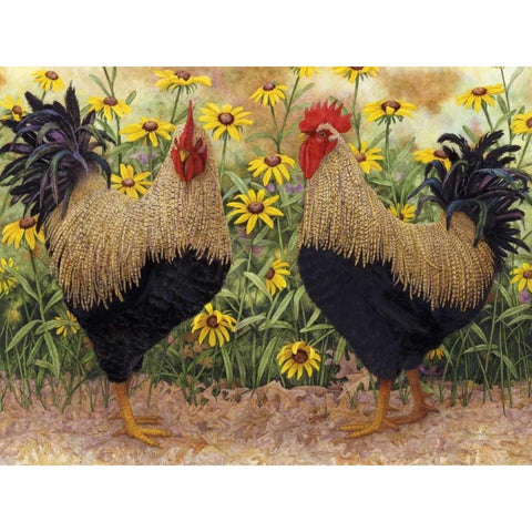 Roosters en Place III White Modern Wood Framed Art Print by Matcham, Marcia