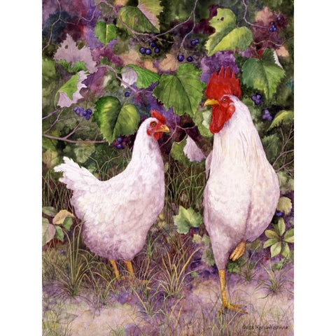 Roosters en Place IV Black Modern Wood Framed Art Print by Matcham, Marcia