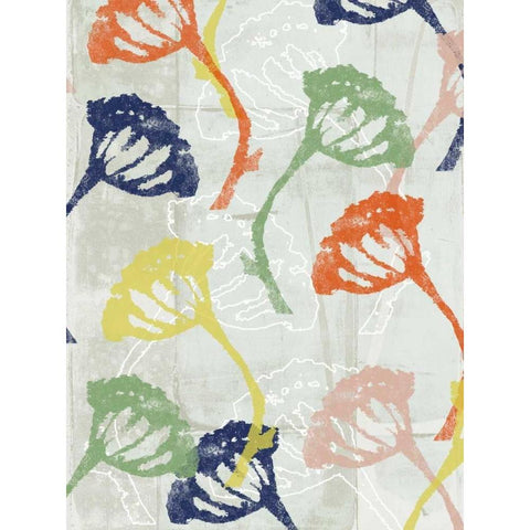 Stamped Floral I White Modern Wood Framed Art Print by Goldberger, Jennifer