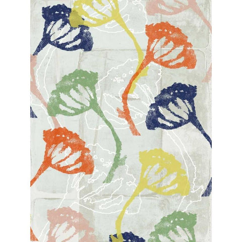 Stamped Floral II White Modern Wood Framed Art Print by Goldberger, Jennifer