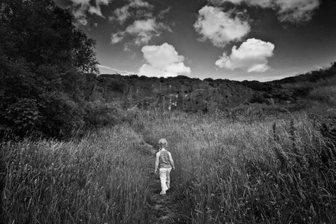 Beyond the Ridge I White Modern Wood Framed Art Print with Double Matting by Henson, Martin