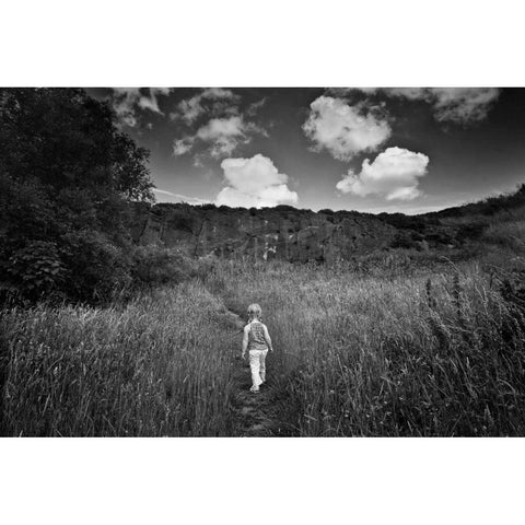 Beyond the Ridge I Black Modern Wood Framed Art Print with Double Matting by Henson, Martin