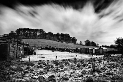 Beyond the Ridge II White Modern Wood Framed Art Print with Double Matting by Henson, Martin