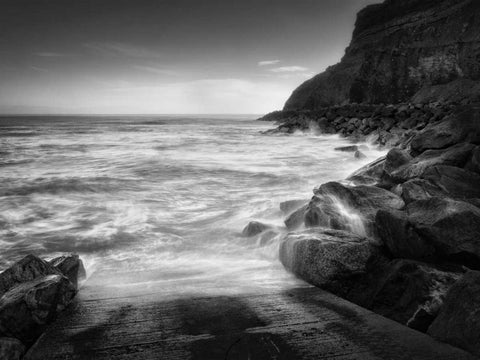 Sea Storm II White Modern Wood Framed Art Print with Double Matting by Henson, Martin