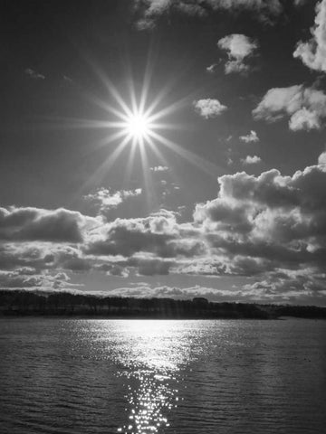 Sun Burst White Modern Wood Framed Art Print with Double Matting by Henson, Martin