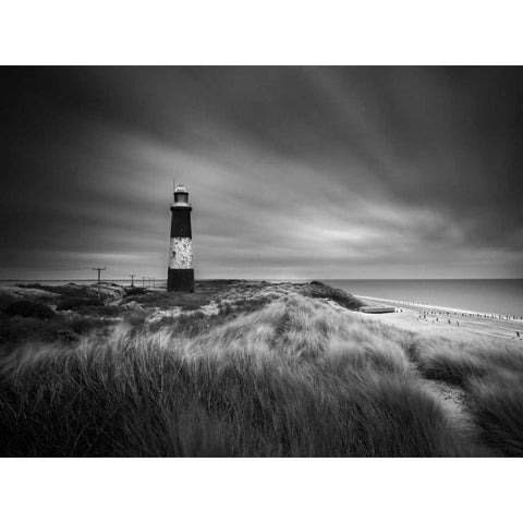 The Lighthouse Black Modern Wood Framed Art Print by Henson, Martin
