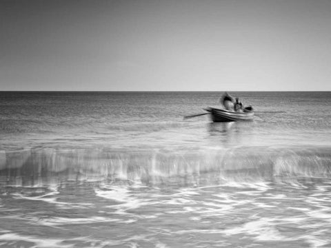 The Fishermen White Modern Wood Framed Art Print with Double Matting by Henson, Martin