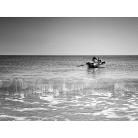 The Fishermen Black Modern Wood Framed Art Print by Henson, Martin