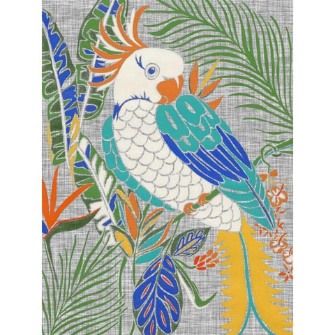 Tropical Cockatoo White Modern Wood Framed Art Print by Zarris, Chariklia