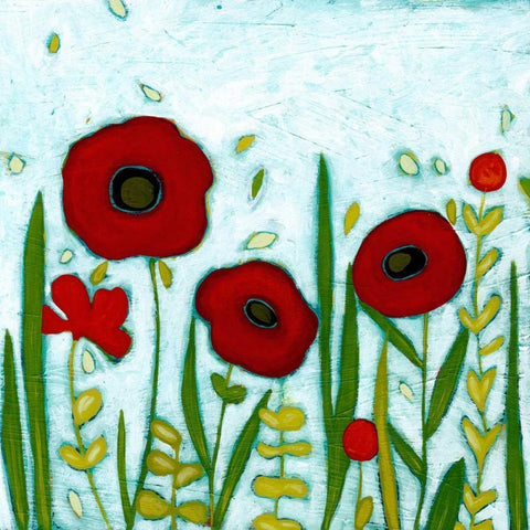 Precious Poppies I White Modern Wood Framed Art Print by Vess, June Erica